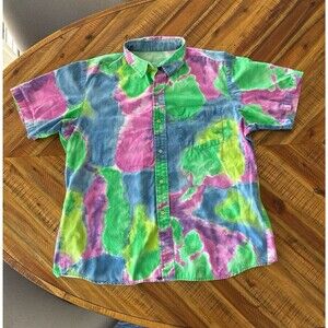 Vintage Tie dyed Hawaiian beach button down shirt